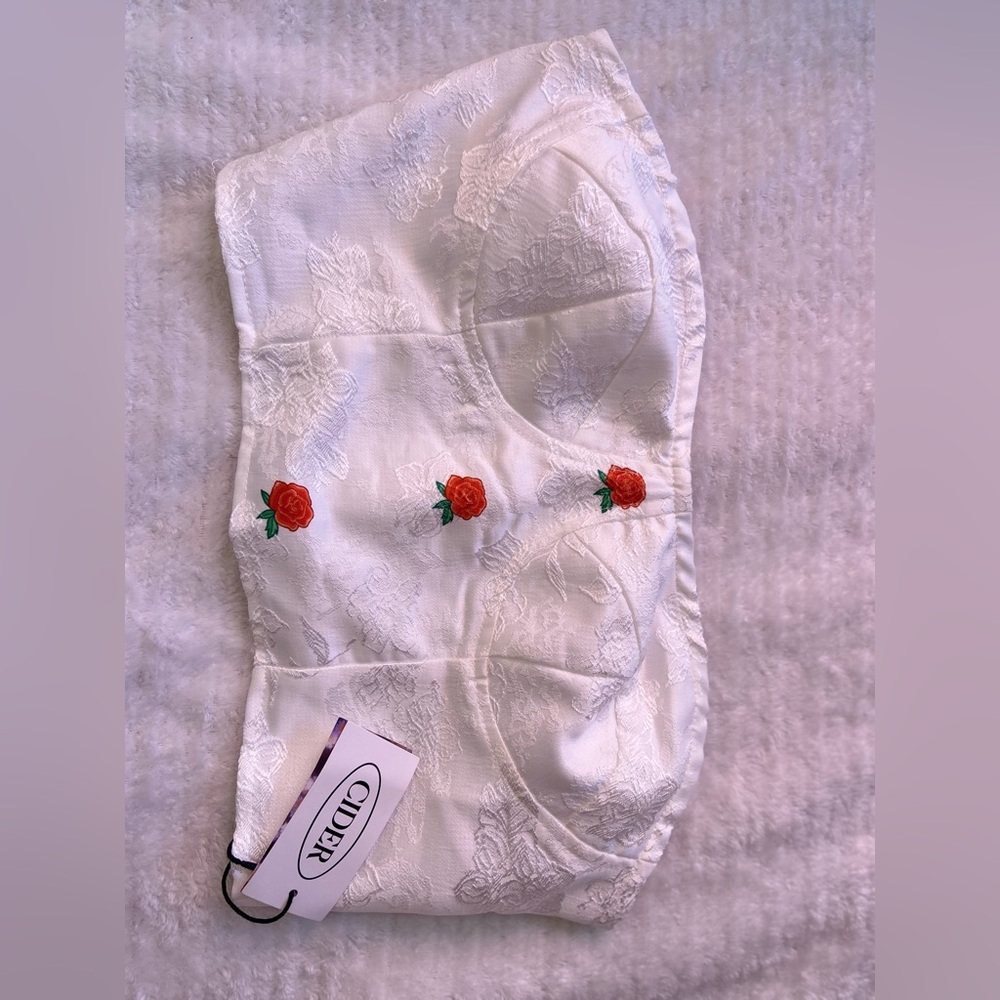 White tube top with red roses